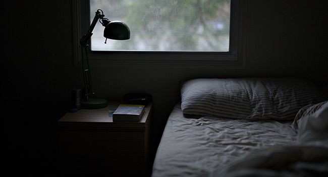 Bedroom at night before falling asleep